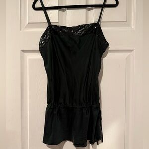 Express silk vintage sequin boho chic tank top drop waist medium